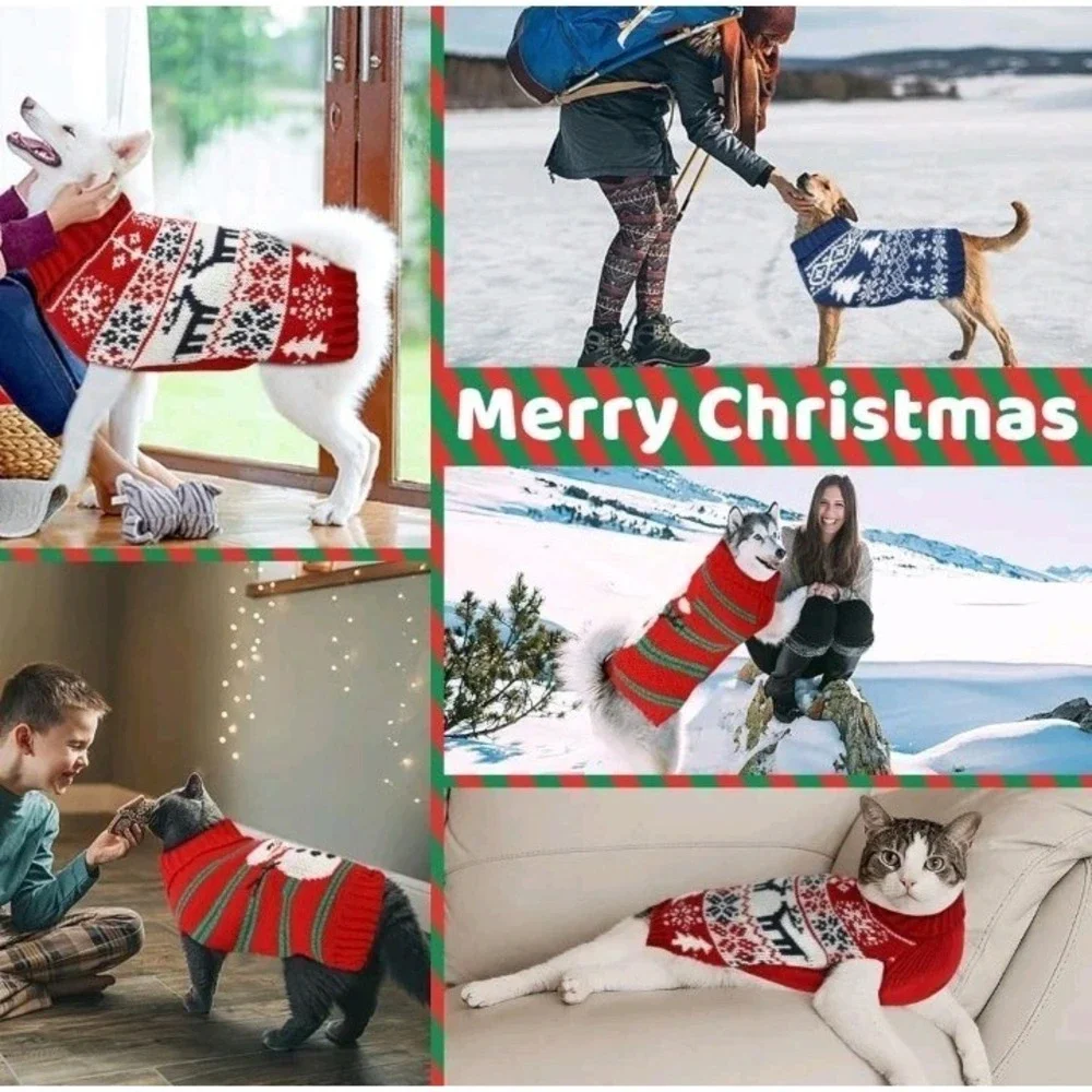 Christmas Dog Sweaters for‎ Small Dogs Girl, Soft Warm Pup Size Medium, Red